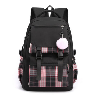 Stylish waterproof nylon girls backpack with multi-layer storage & laptop compartment. Lightweight, breathable, and perfect for junior high students.