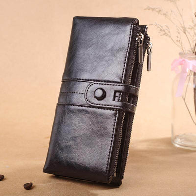 Stylish & Versatile Women’s Long PU Leather Wallet – Zipper Bifold Clutch Purse with Card Holder - grabzbags.com