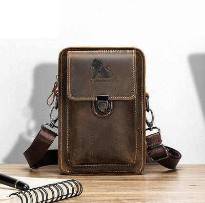 Men’s Leather Belt Messenger Bag – Multi-Functional Shoulder Crossbody - grabzbags.com