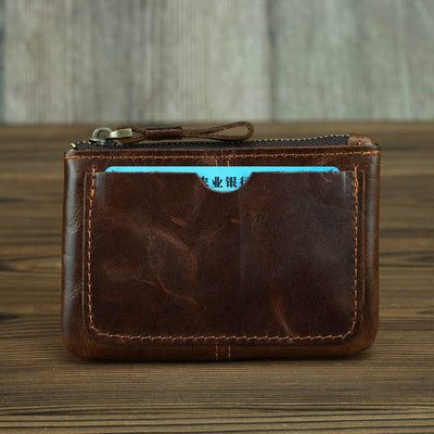 Crazy Horse Leather Coin Purse for Men – Vintage Retro Style Pocket Wallet - grabzbags.com