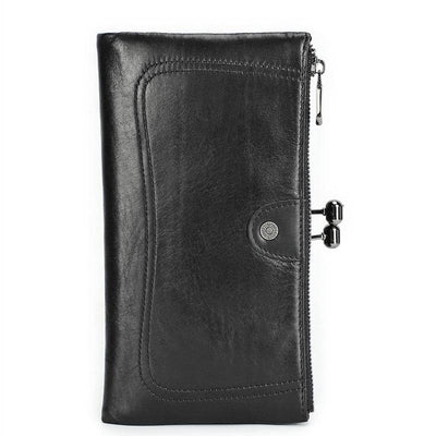 Black Angel Women's Wallet – Premium First Layer Cowhide Leather with Metal Accents - grabzbags.com