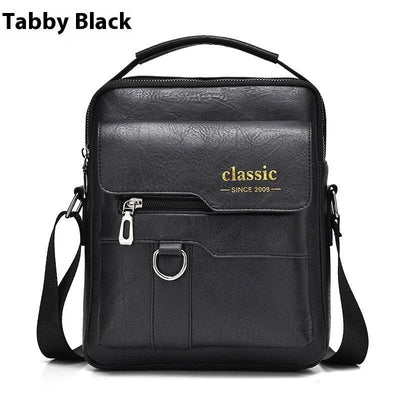 Popular Men’s Retro PU Leather Messenger Bag – One Shoulder Business Crossbody with Flap, Solid Travel Backpack - grabzbags.com