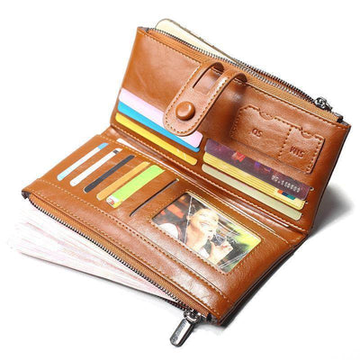 Stylish & Versatile Women’s Long PU Leather Wallet – Zipper Bifold Clutch Purse with Card Holder - grabzbags.com