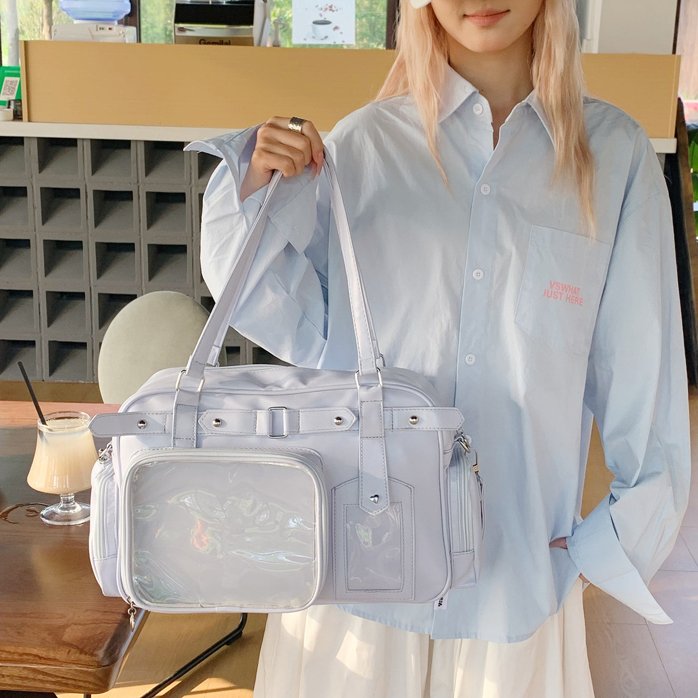 Bow College Style JK Girl Uniform Bag – Cute PU Leather Hand-Carry and Shoulder Bag with Free Tie Plate, Youthful Campus Style Purse