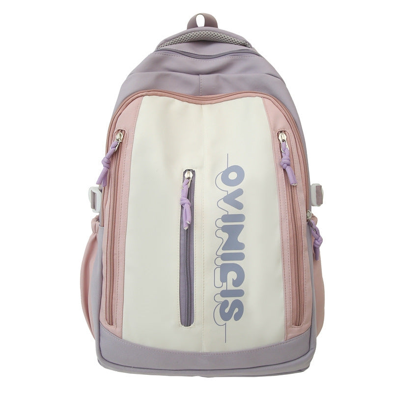 Fashion Personalized Large Capacity Backpack – Lightweight Nylon Schoolbag for Women & Men, Solid Color Travel & Daily Backpack