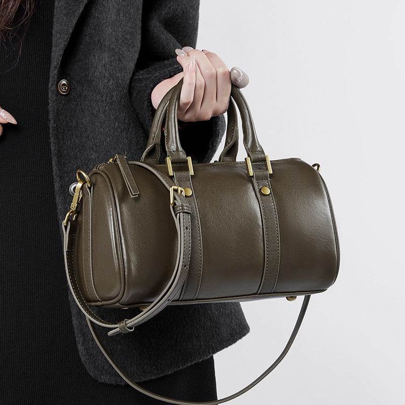 Retro Cowhide Leather Crossbody Bag – Portable & Stylish Shoulder Purse - grabzbags.com