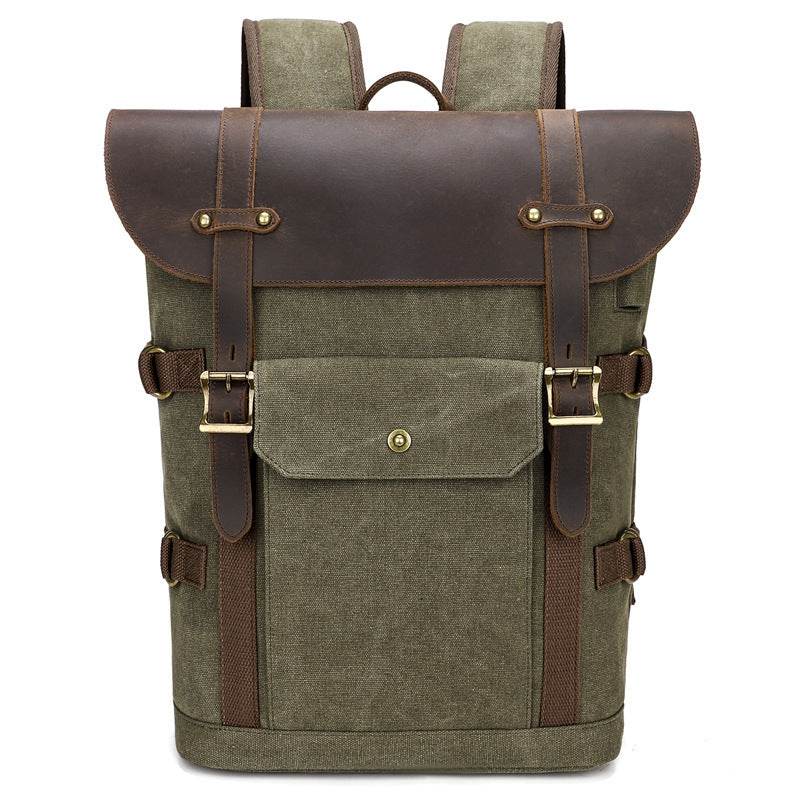 Men’s Crazy Horse Leather Laptop Backpack – European & American Vintage Style - grabzbags.com