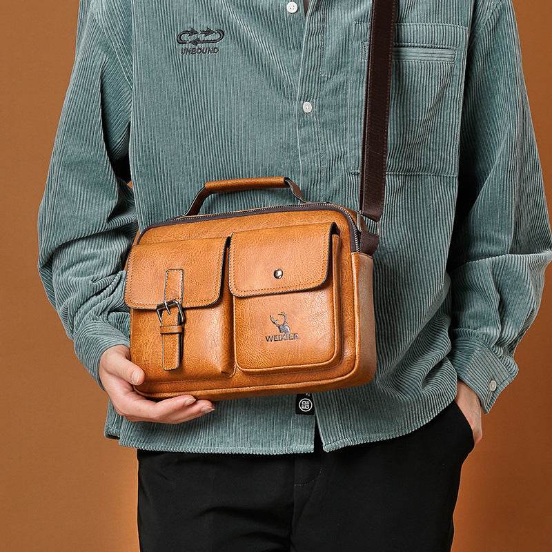 Men’s Vintage One-Shoulder Messenger Bag – Casual Crossbody Leather Bag - grabzbags.com